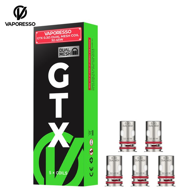 [004915-8928] Résistances GTX Dual Mesh (5pcs) - Vaporesso (0.3 Ohm)